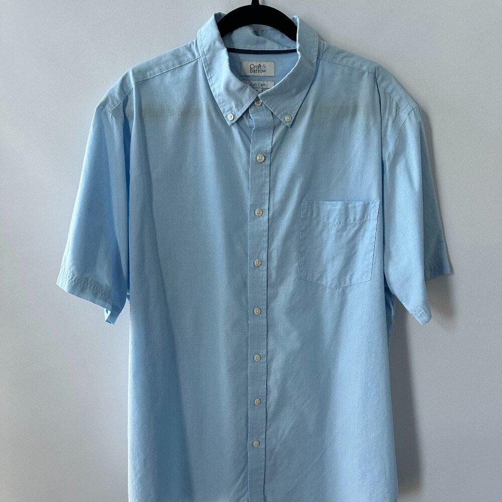 Croft & Barrow Light Blue Short Sleeve Button-Down Shirt XL